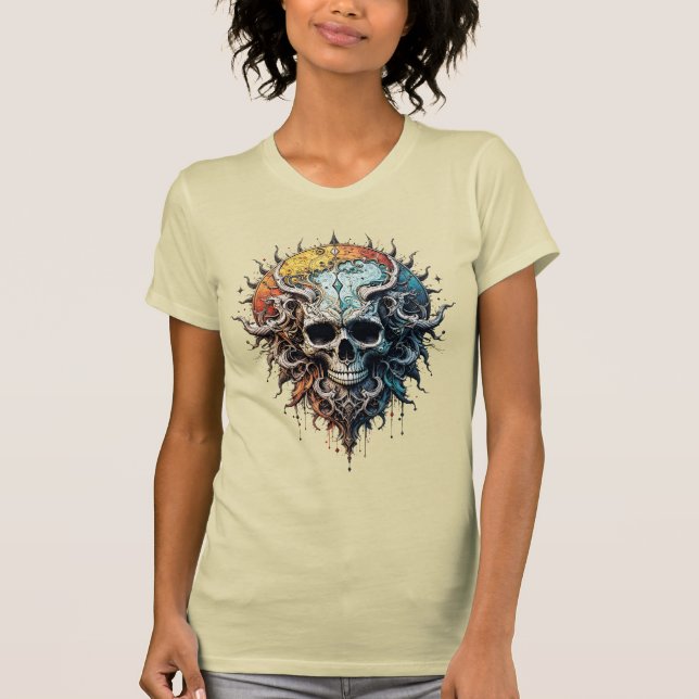 T-shirt Ornate Cosmic Skull Gothic Baroque Mandala  (Devant)