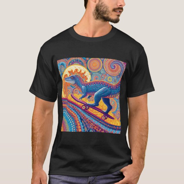 T-shirt Ornate Psychedelic Dino Skater (Devant)