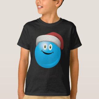 T-shirt Ornement bleu de Noël utilisant un casquette rouge