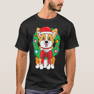 T-shirt Ornement de couronne de Noël Corgi Maman Papa Chie