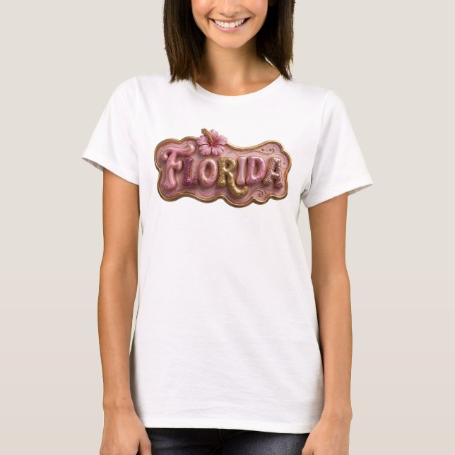 T-shirt Ornement en or Statement FLORIDA Texte 3D (Devant)