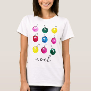 T-shirt Ornements de Noël Rétro Tirés à la main Chic Noel