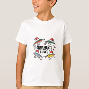 T-shirt Ornements et leurres drôle de Noël Santa pêche