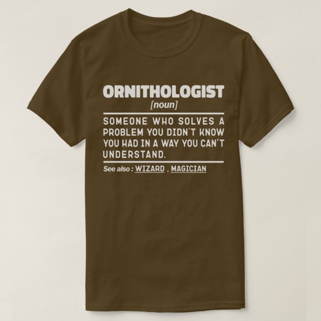 T-shirt Ornithologue Noun Définition Cool d'observation de (Design devant)