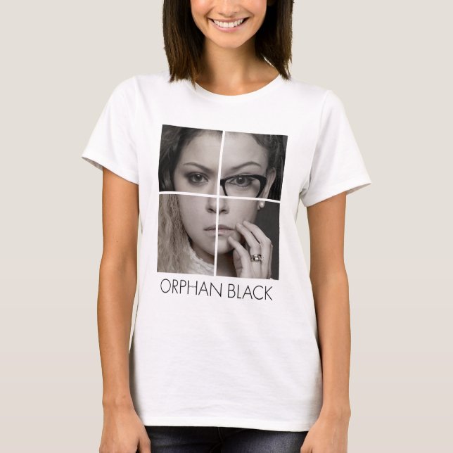 T-shirt Orphelin noir | Collage de clonage (Devant)