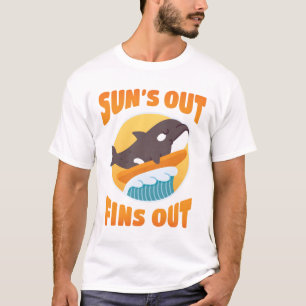 T-shirt Orque Drôle Sur Planche De Surf Soleil Dehors Nage