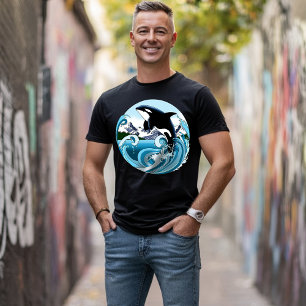 T-shirt Orque Majestueux Baleine Tueuse Vagues Bleues Océa