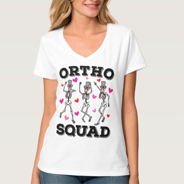 T-shirt Ortho Squad Danser Squelette Valentine Femmes V (Devant)