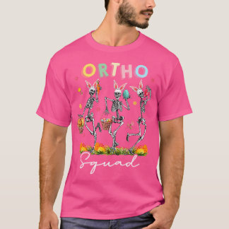 T-shirt Ortho Squad Jour de Pâques Lapin Skeletons Dansant