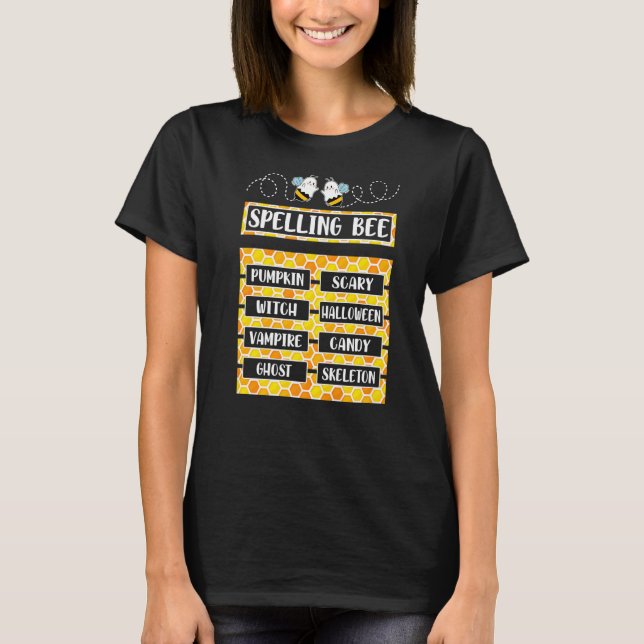 T-shirt Orthographe Bee Pun Halloween Costume Pour Enseign (Devant)