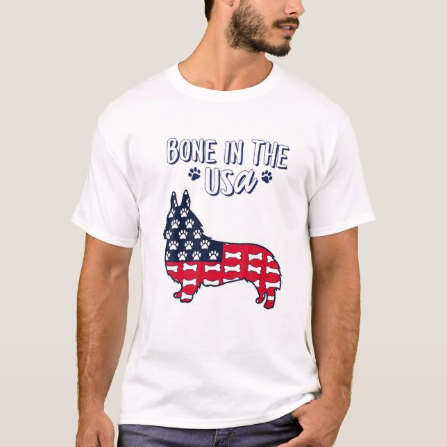 T-shirt OS Aux États-Unis 4 juillet Corgi (Devant)