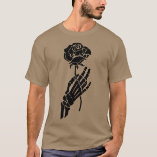 T-shirt Os avec rose heureux halloween jour squelette déco