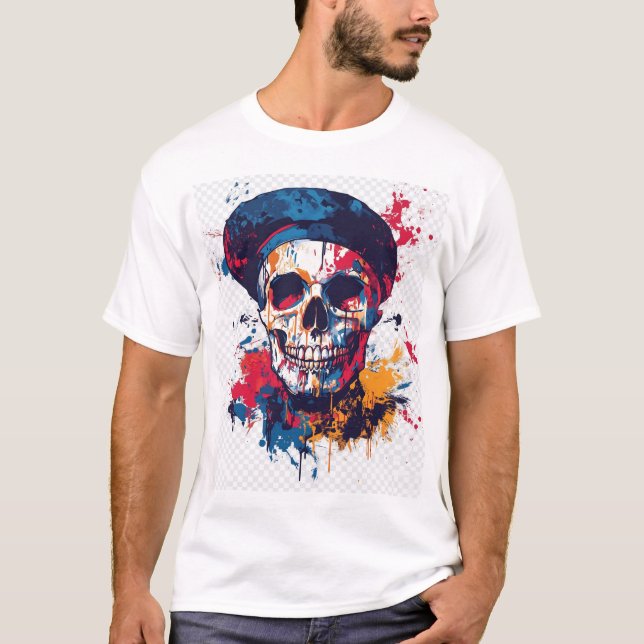 T-shirt Os créatifs � Crâne d'artiste drôle (Devant)