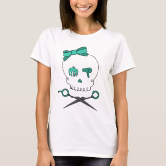T-shirt Os croisés de crâne et de ciseaux de coiffeur -
