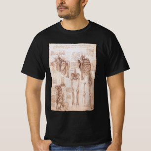 T-shirt Os de squelette de Léonard de Vinci, anatomie huma