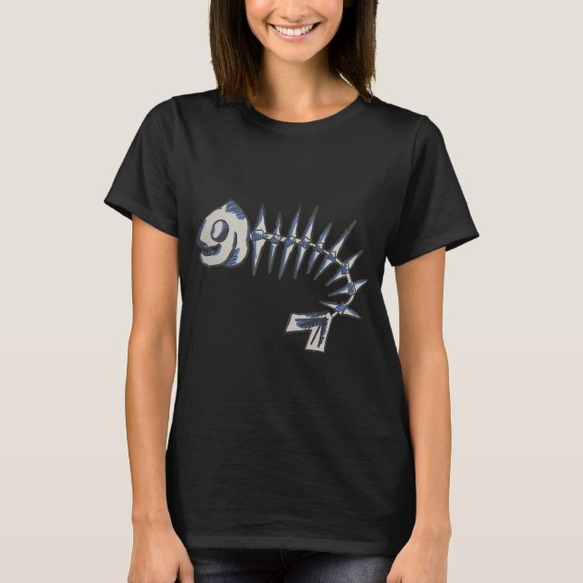 T-shirt os heureux en os de poisson -bleu (Devant)