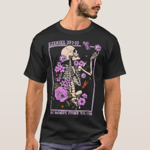 T-shirt Os sec de Bone Viens à la Vie Squelette Floral Chr