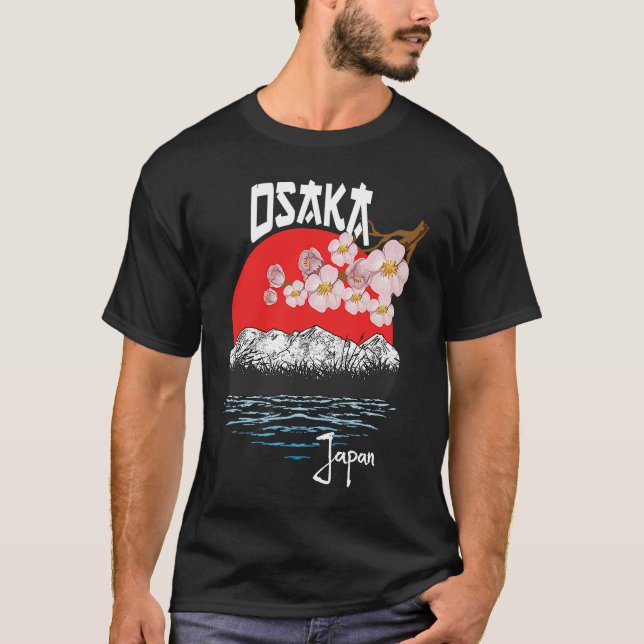 T-shirt Osaka Japon Drapeau Cherry Blossom Souvenir (Devant)