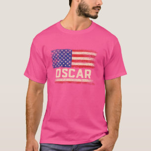 T-shirt Oscar Prénom Chemise Oscar Nom American Drapeau