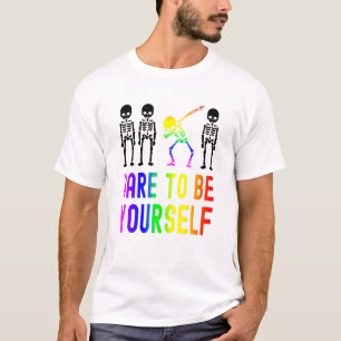 T-shirt Osez Être Vous-Même Lgbt Fierté Squelette Dabbing 
