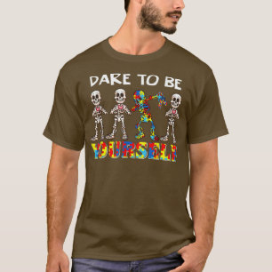 T-shirt Osez Être Vous-Même Squelette Dabbing Autisme Awar