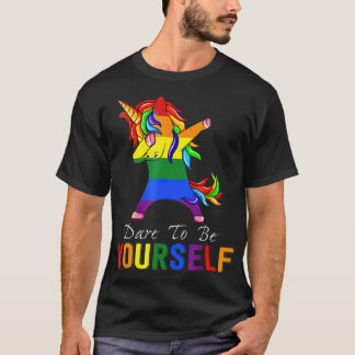 T-shirt Osez Être Vous-Même Unicorne Dabbing LGBT Gay Lesb