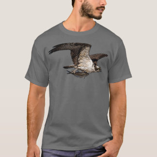 T-shirt Osprey Holding Fish Color Print