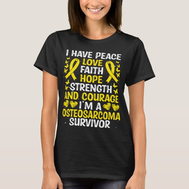 T-shirt Osteosarcoma Survivor Love Bone Cancer Awareness (Devant)