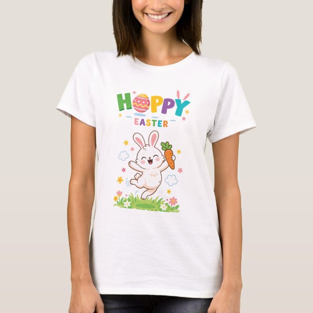 T-shirt Osterhase Freudenmotiv - Hoppy Easter (Devant)