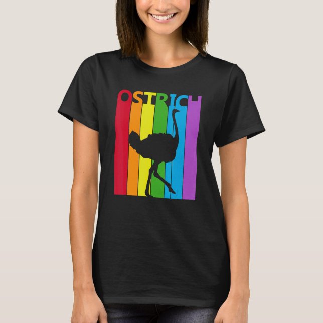 T-shirt Ostrich arc-en-ciel mignon (Devant)