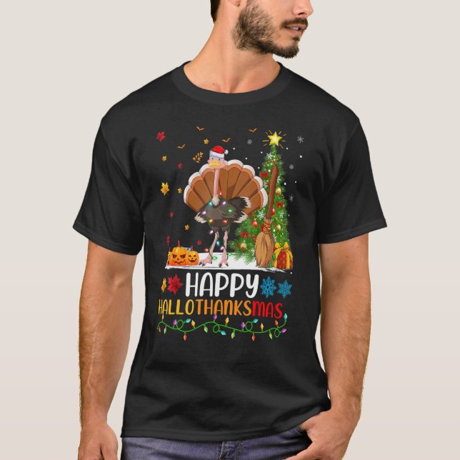 T-shirt Ostrich Bird Happy Ostrich Hellothanksmas (Devant)