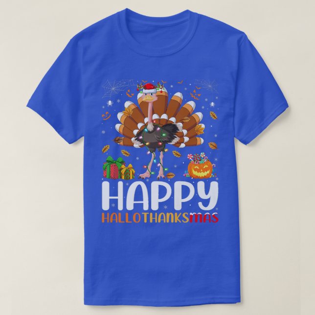 T-shirt Ostrich Oiseau Amant Halloween Noël Joyeux Hallo (Design devant)
