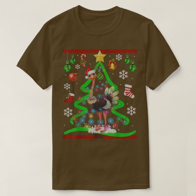 T-shirt Ostrite Tree Ostriches Ugly Xmas Sweater (Design devant)
