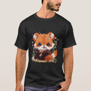 T-shirt Otaku Anime Panda Rouge Mange Ramen nouilles Ceris