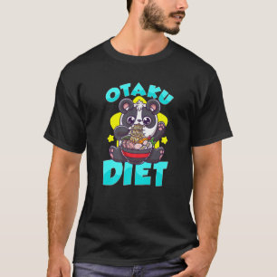 T-shirt Otaku Diet Cute Kawaii Anime Panda Manger Ramen