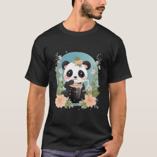 T-shirt Otaku Kawaii Anime Panda Boit Boba Tea Bubble