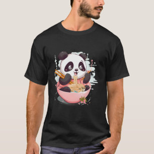 T-shirt Otaku Kawaii Anime Panda Mange Japonais Ramen Nood