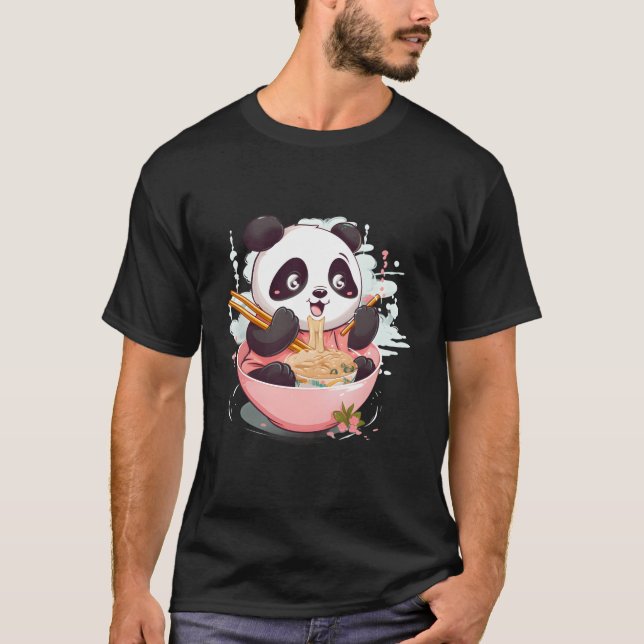 T-shirt Otaku Kawaii Anime Panda Mange Japonais Ramen Nood (Devant)