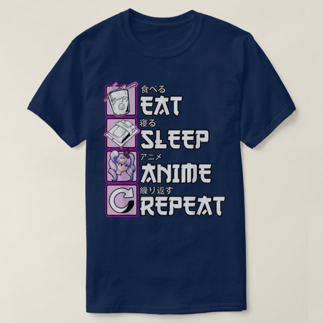 T-shirt Otaku Mange Sleep Anime Répéter mignonne Manga Ani (Design devant)