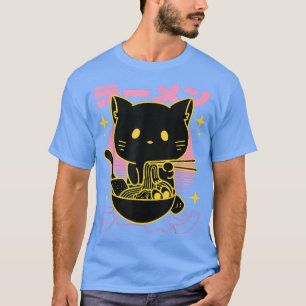 T-shirt Otaku Noodles Neko Kawaii Anime Cat Ramen