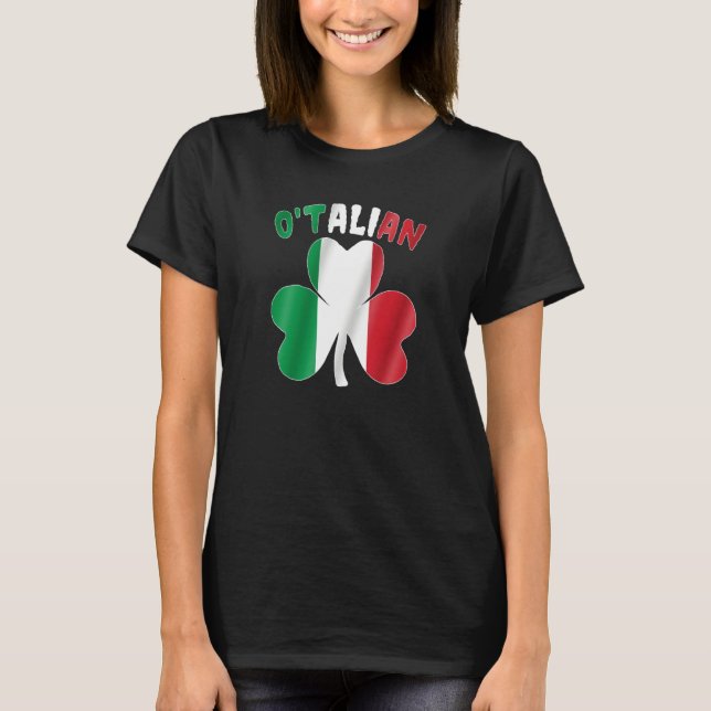 T-shirt O'talian Italian St patrick's day Italia Shamrock  (Devant)