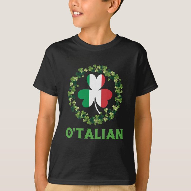 T-shirt O'talian Italien Irlandais Saint Patricks Shamrock (Devant)