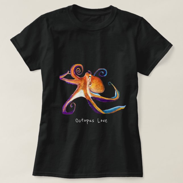 T-shirt Otopus vie marine aquarelle art (Design devant)
