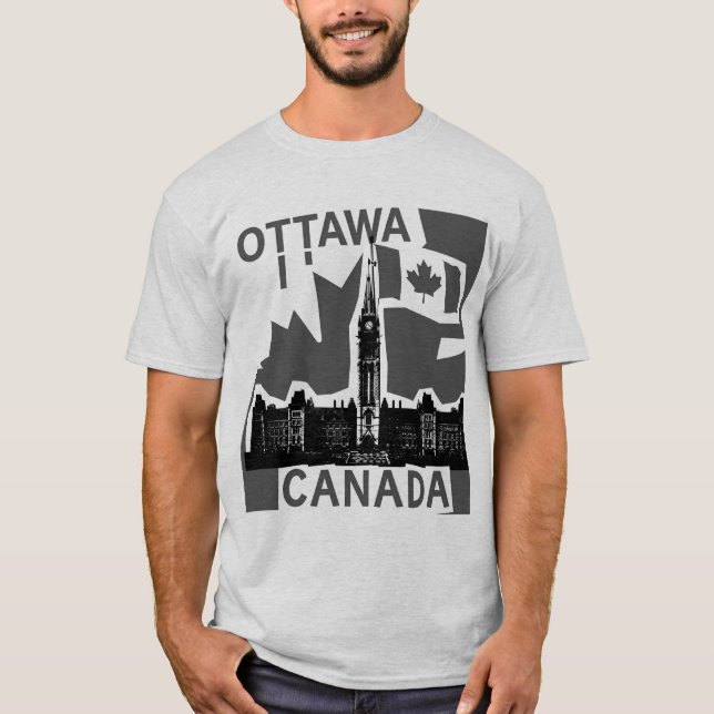 T-shirt Ottawa. Canada. Drapeau canadien. Colline du Parle (Devant)