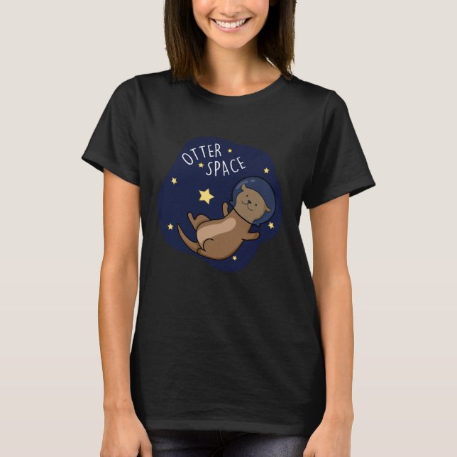 T-shirt Otter, astronaute de Otter Pun Dark BG (Devant)