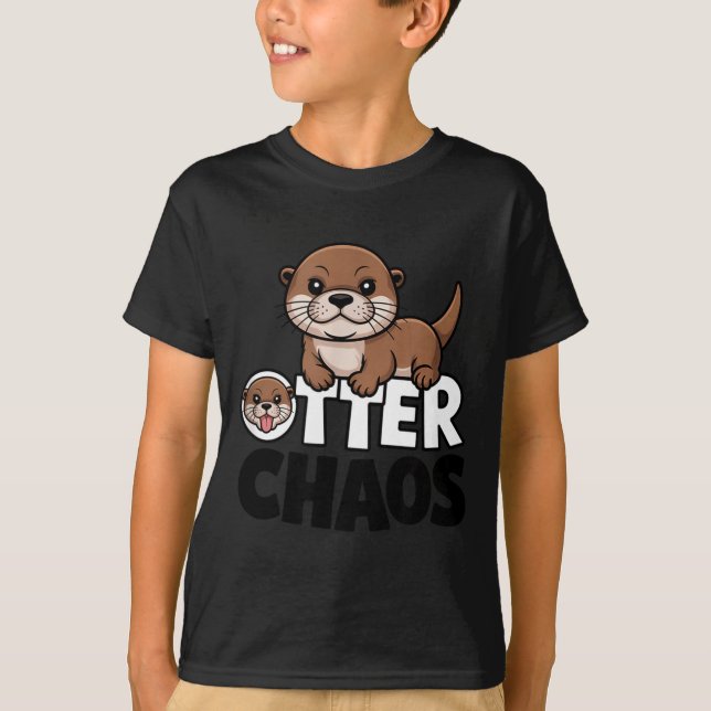 T-shirt Otter Chaos Funny Animal Lover Cute Pun Sayings Qu (Devant)