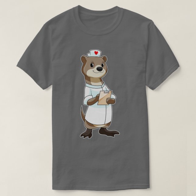 T-shirt Otter comme infirmière avec coeur (Design devant)