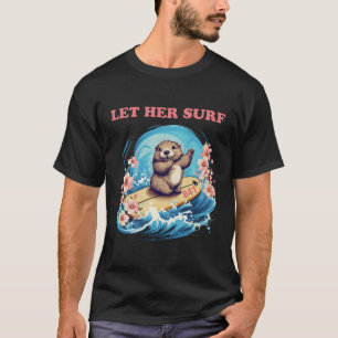 T-shirt Otter de surf 841 Drôle mignon Laissez Son Surf