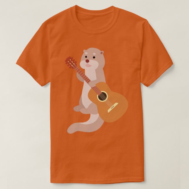 T-shirt Otter Guitariste Cadeau Animal Guitare Musique Ott (Design devant)