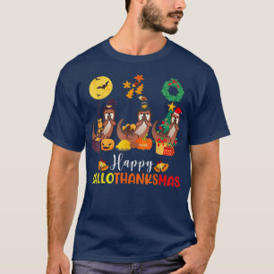 T-shirt Otter Halloween Pup Christmas Happy Hallothanksmas